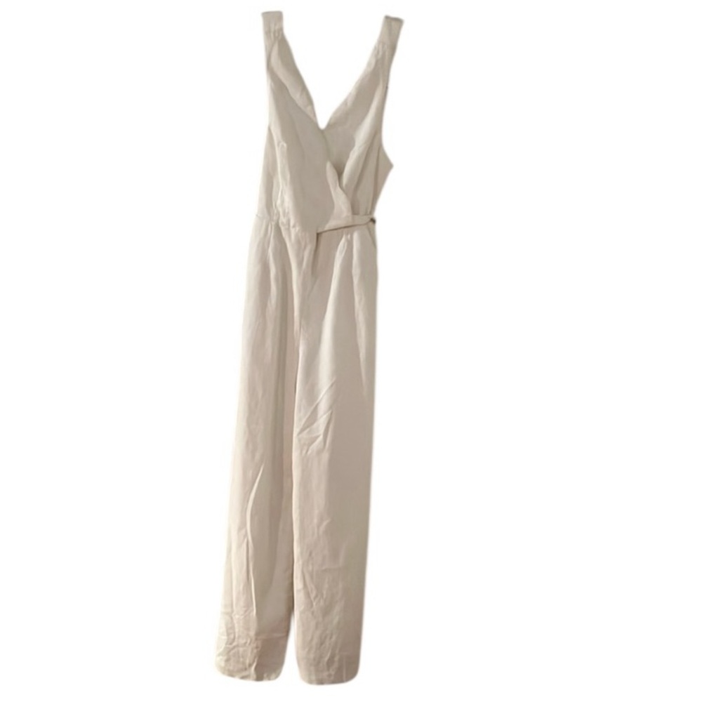 Chino by Anthropologie size 4 white super wide leg jumpsuit sleeveless